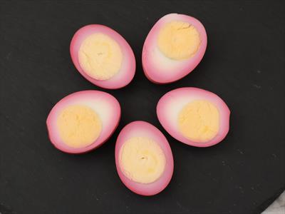 Pink pickled eggs